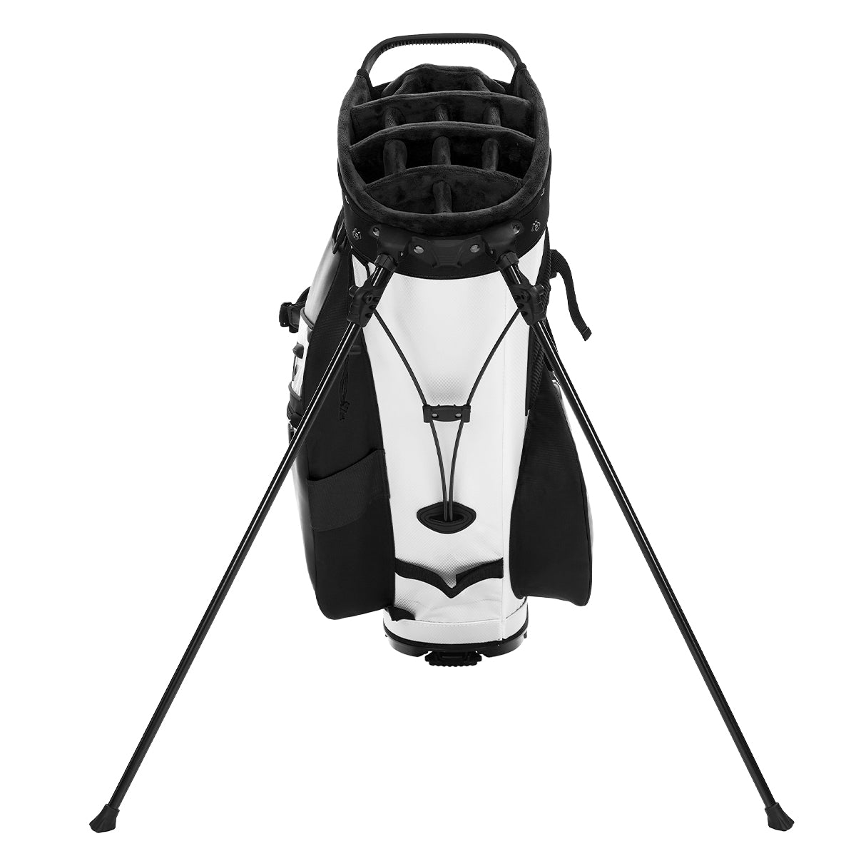 14-Way PU Leather Golf Stand Bag-Pure Black White