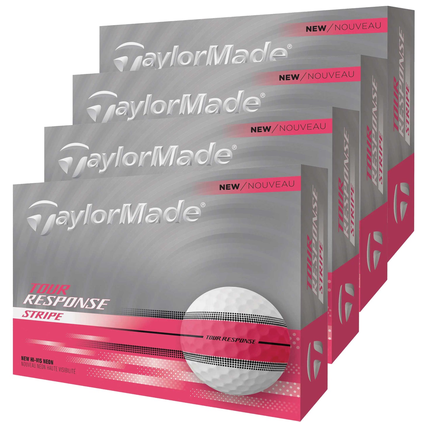 TaylorMade Tour Response Stripe Golf Balls - Neon Pink - 4 For 3