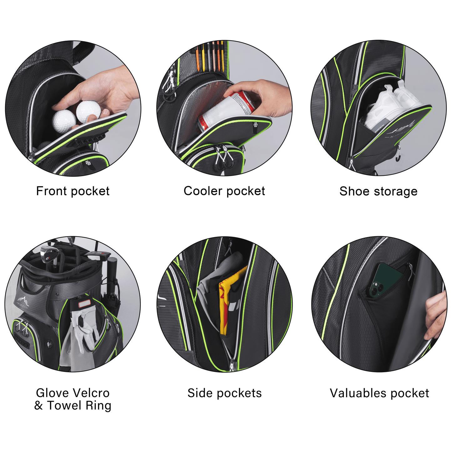 Golf Cart Bag with 14-Way Divider Top-Grey