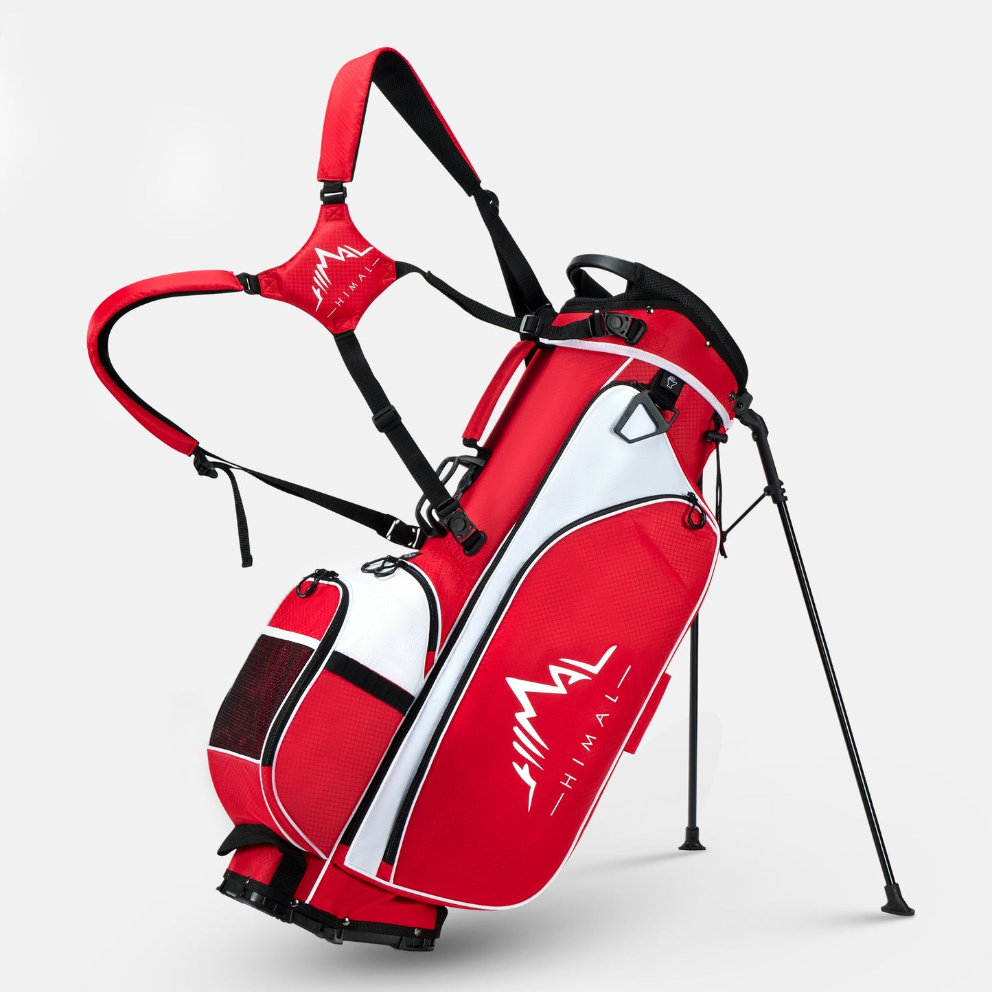 4-Way Golf Stand Bag-Bright Red White