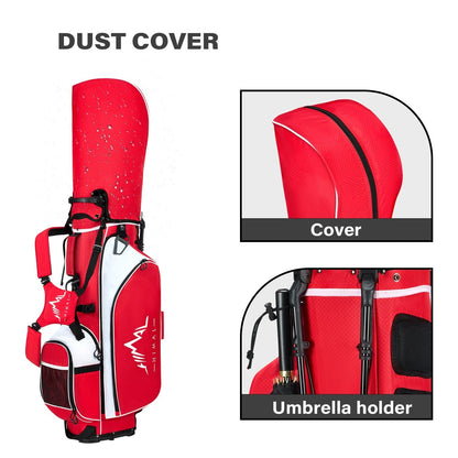 4-Way Golf Stand Bag-Bright Red White
