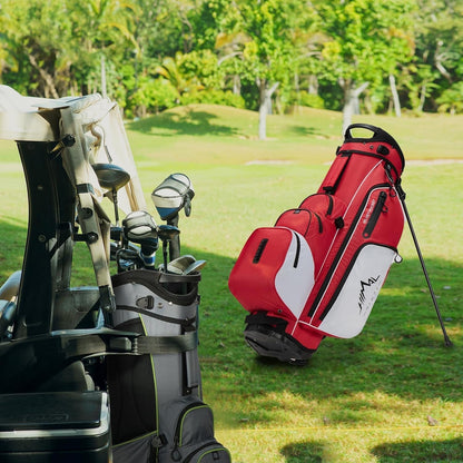 4-Way Full-Length Golf Stand Bag-Bright Red White