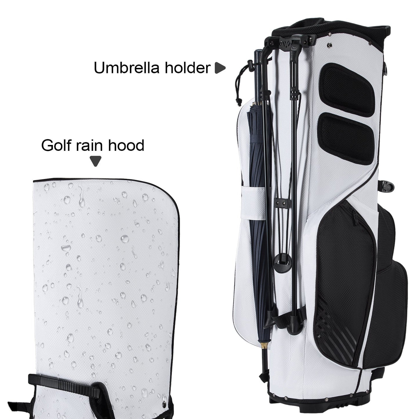 Golf Stand Bag with 8 Way Top Dividers-Black White