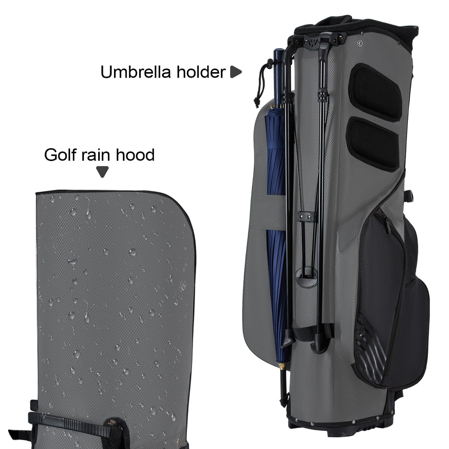 Golf Stand Bag with 8 Way Top Dividers-Black Grey