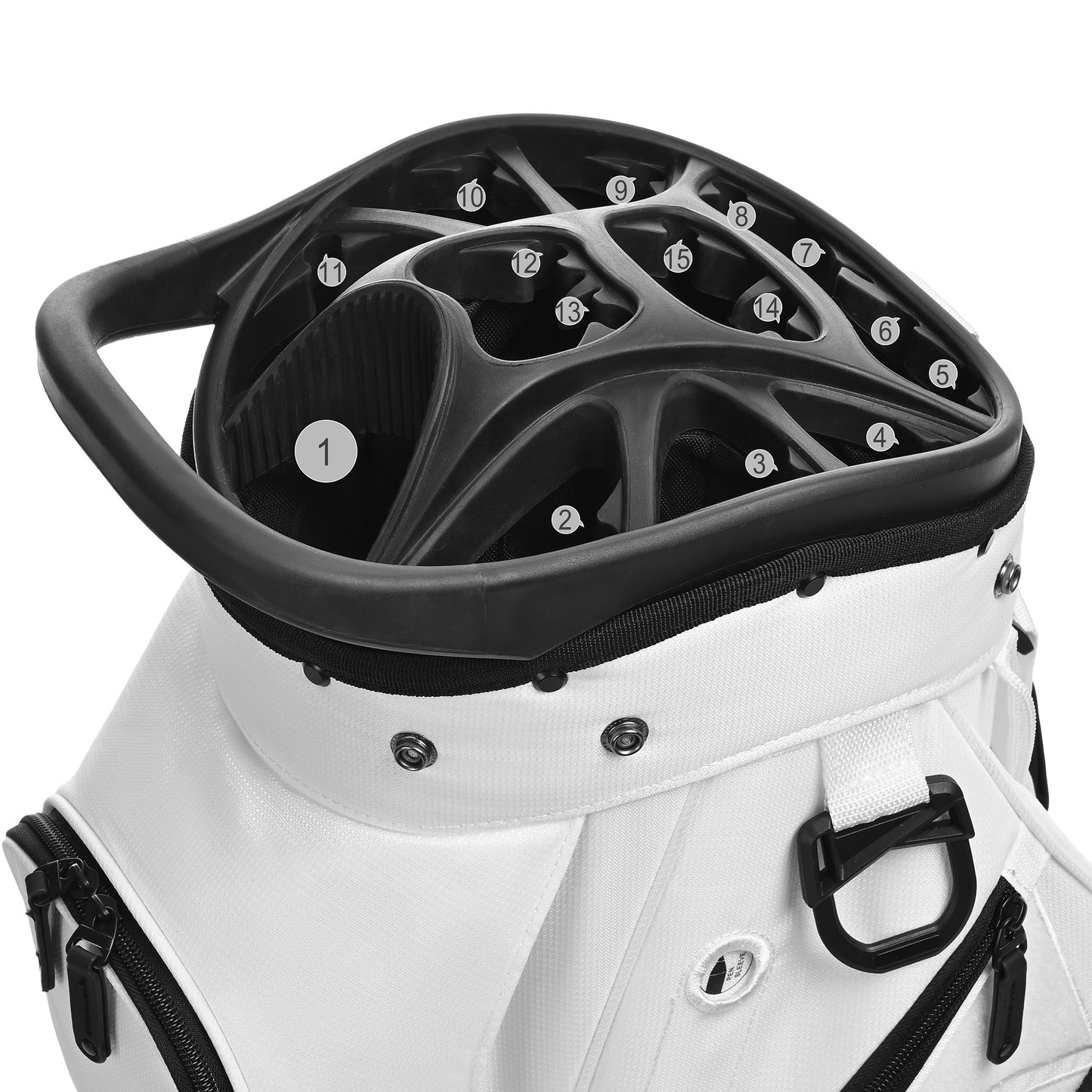 uniHimal Silence 002 Quiet Soundless 15 Way Organizer Dividers Golf Cart Bag White