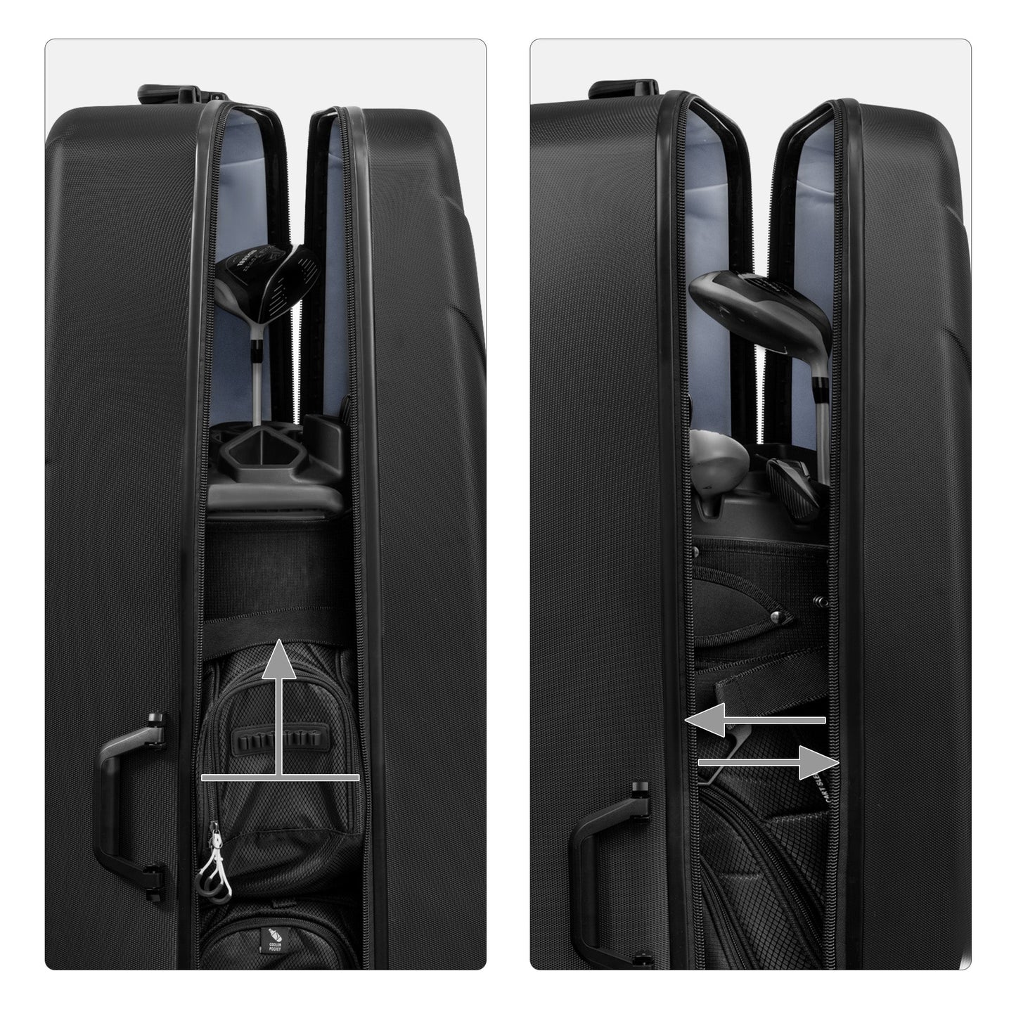 Durable Hard Shell PC Water-Resistant Golf Travel Bag-Black