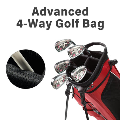 4-Way Full-Length Golf Stand Bag-Bright Red White