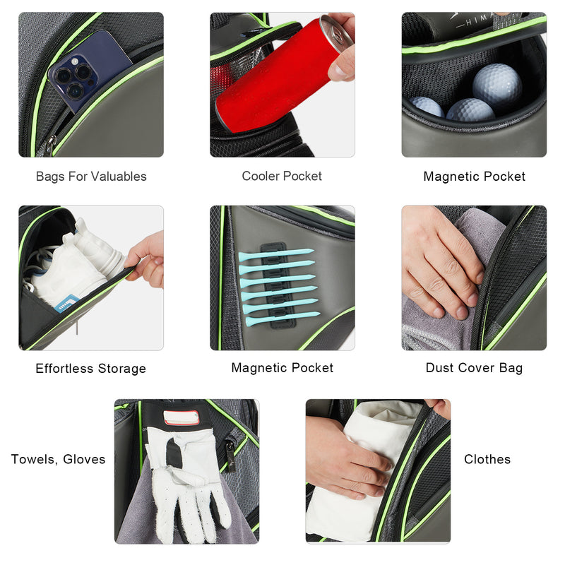 14-Way Golf Cart Bag with Full Length Divider-Grey