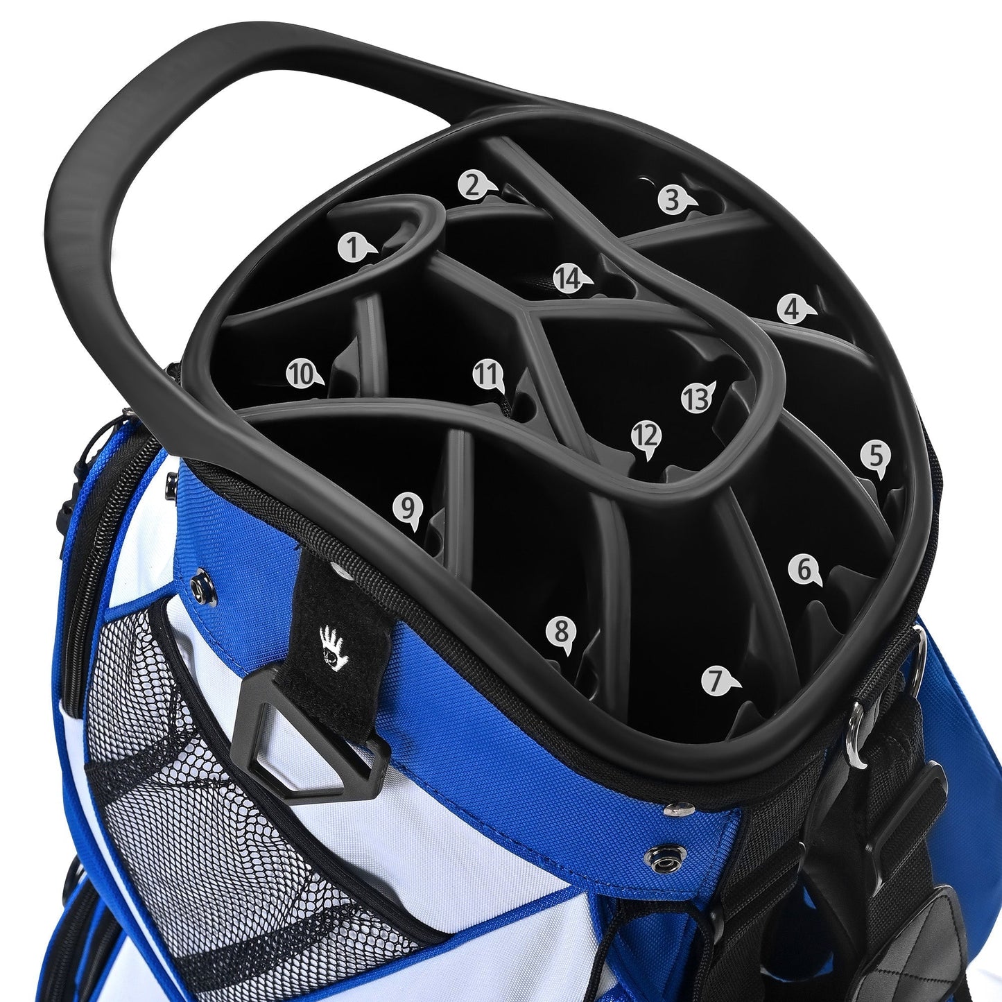 uniHimal Silence 001 Quiet Soundles 14 Way Organizer Dividers Golf Cart Bag Blue White