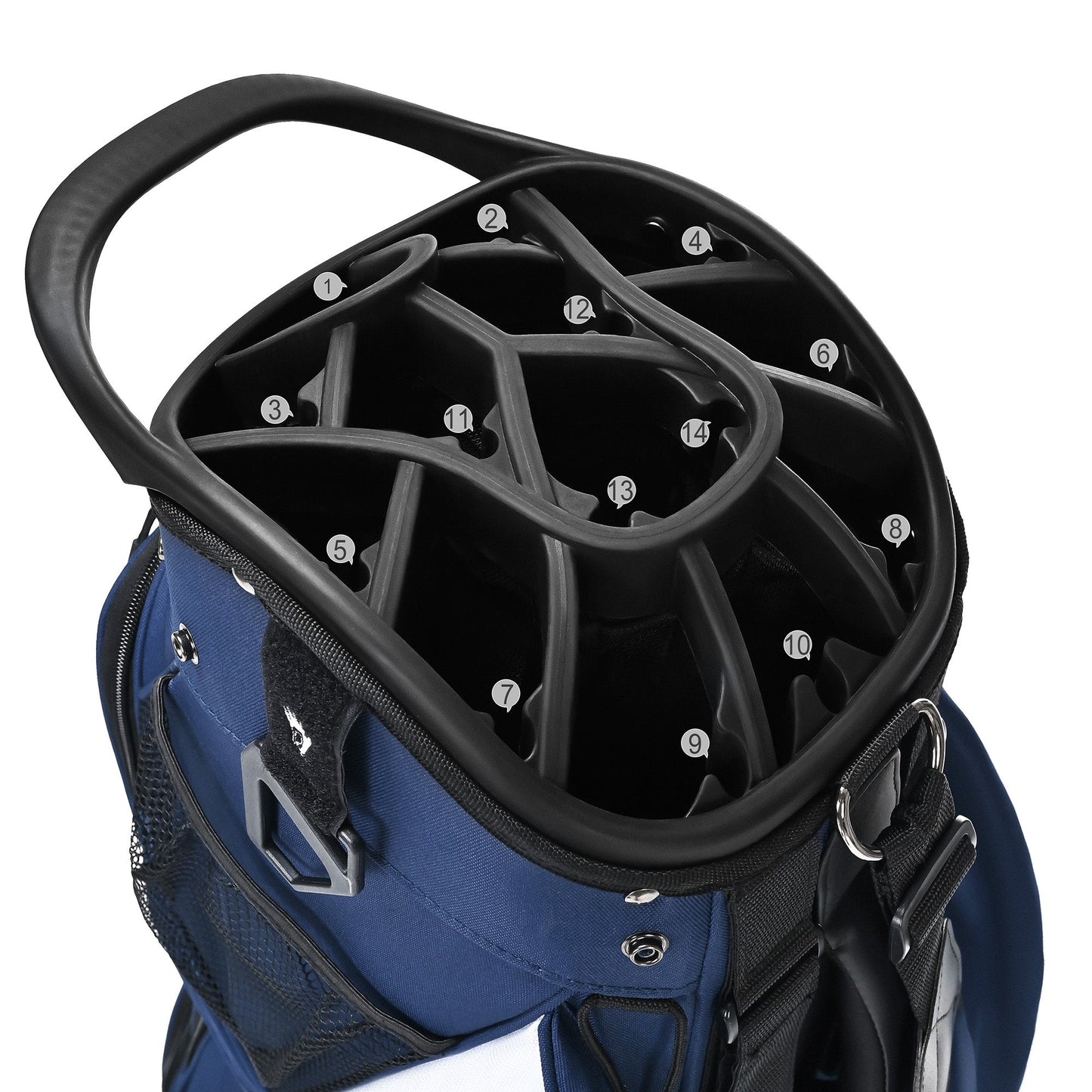 uniHimal Silence 001 Quiet Soundles 14 Way Organizer Dividers Golf Cart Bag Blue Red