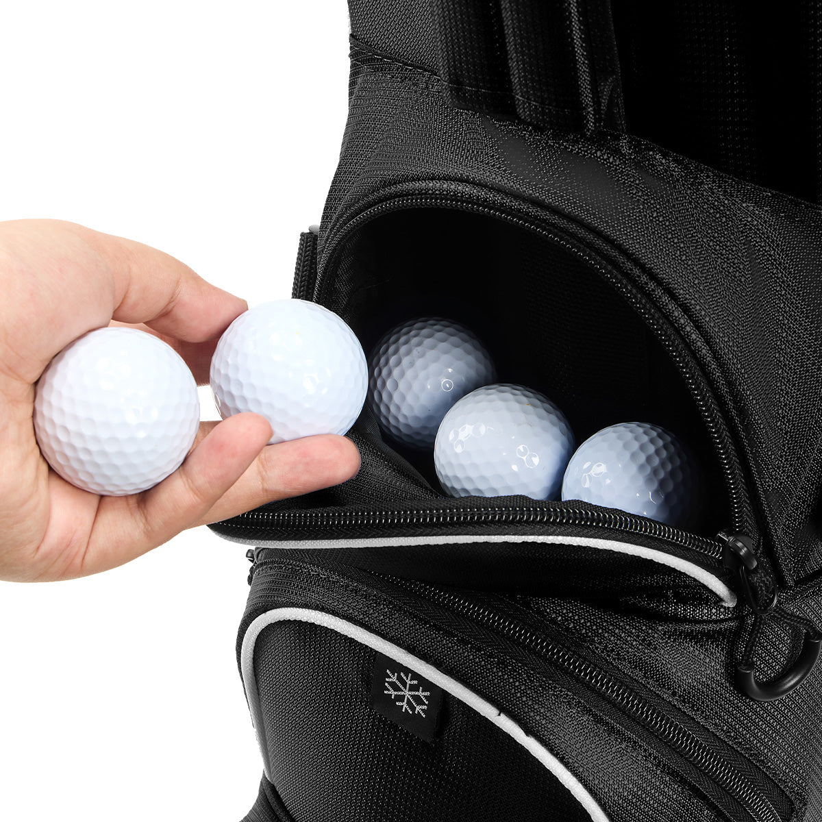 4-Way Full-Length Golf Stand Bag-Pure Black White