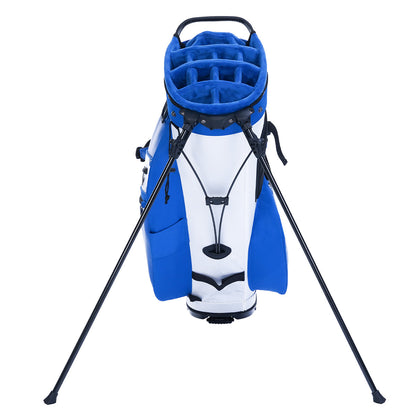 14-Way PU Leather Golf Stand Bag-Royal Blue White