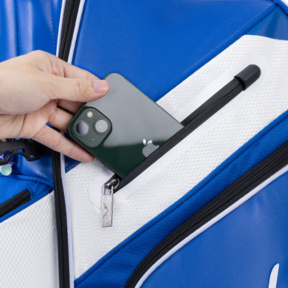 14-Way PU Leather Golf Stand Bag-Royal Blue White