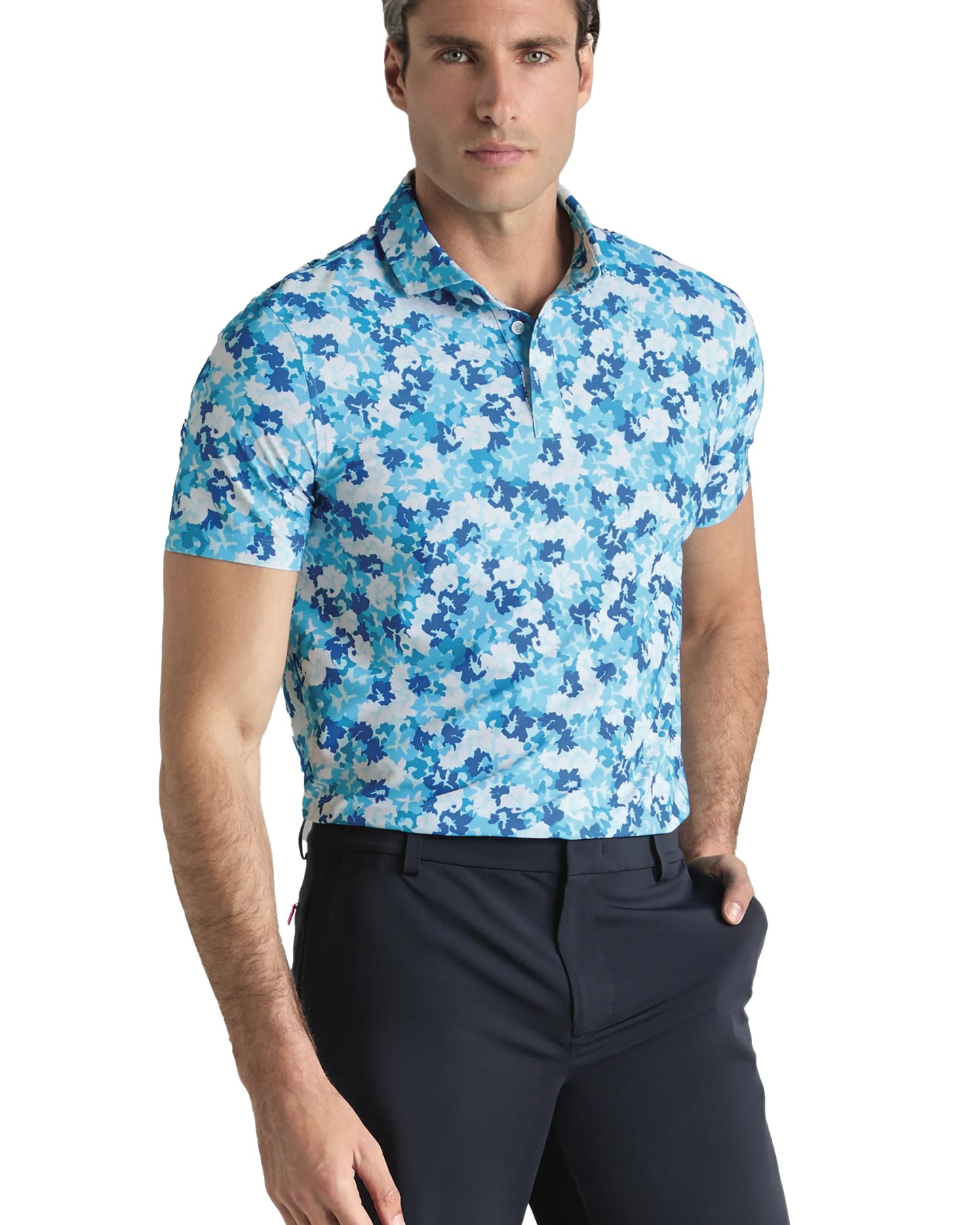G/FORE Camo Floral Tech Pique Golf Polo